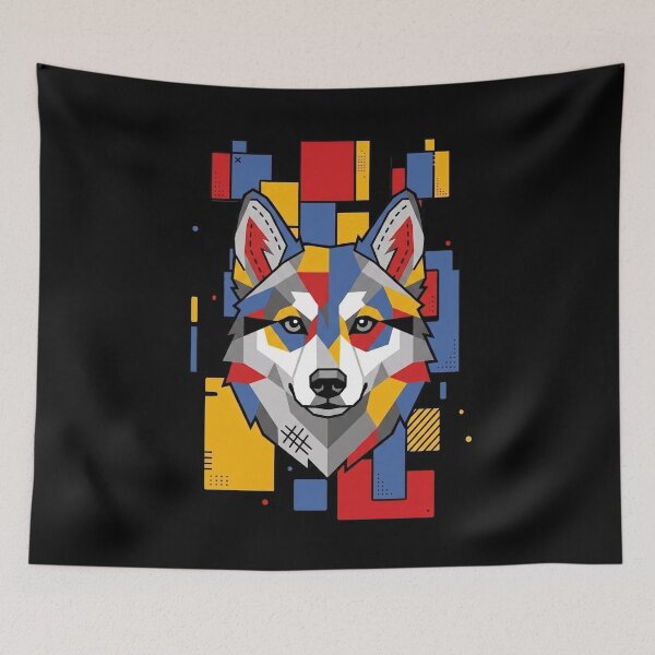 Item preview, Funny Alaskan Klee Kai Colorful Blocks Geometric Art Mom Dad Kids designed and sold by FurryHavenPH.