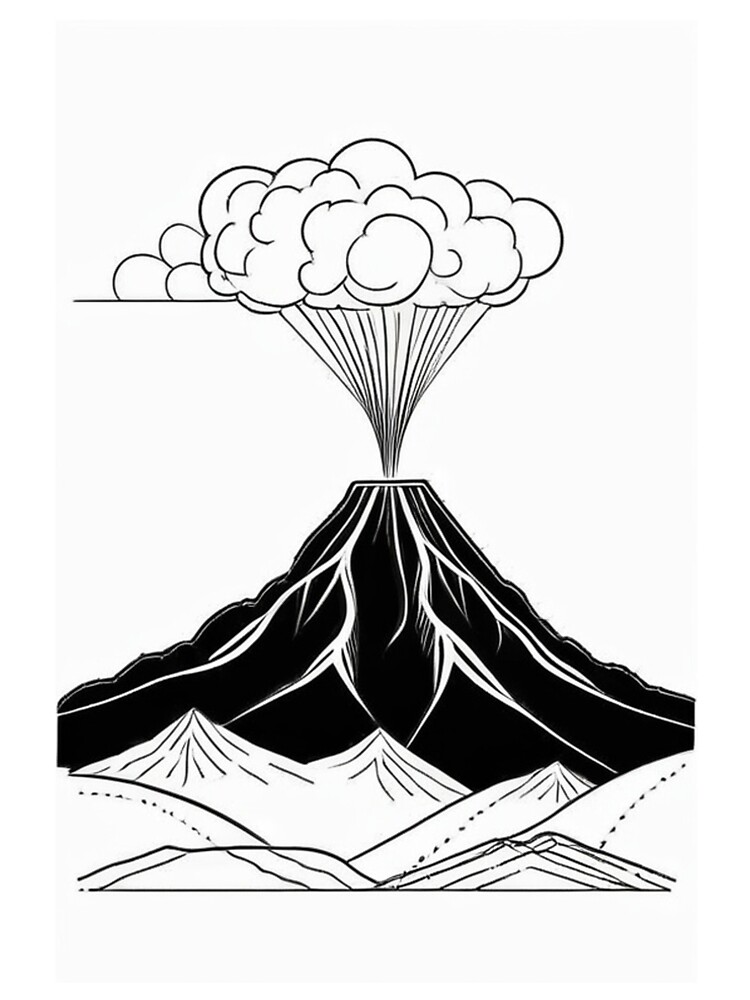 Thumbnail 5 von 5, A-Linien Kleid, Art - Volcano, Graphic Style Inspired by Ukiyo-e Prints designt und verkauft von Reverso-Design.