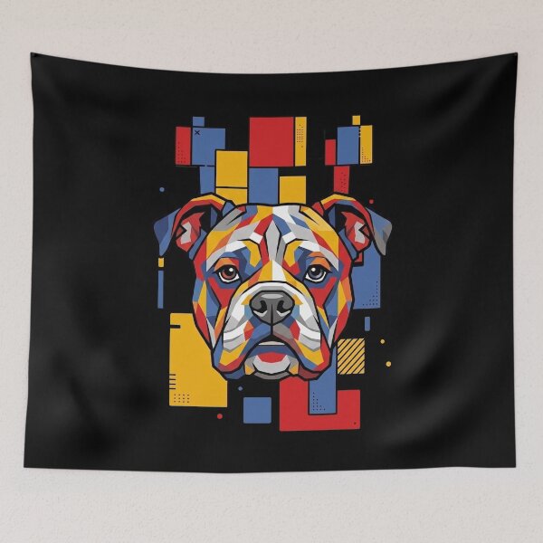 Item preview, Funny American Bulldog Colorful Blocks Geometric Art Mom Dad Kids designed and sold by FurryHavenPH.