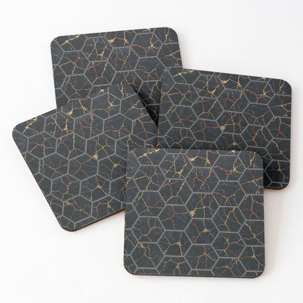 Item preview, Luxury Black and Gold Marble Hexagon Tile Pattern designed and sold by Aimaniia666.