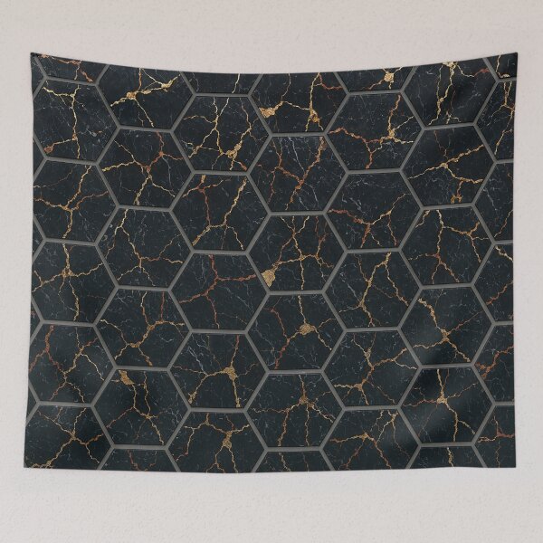 Item preview, Luxury Black and Gold Marble Hexagon Tile Pattern designed and sold by Aimaniia666.