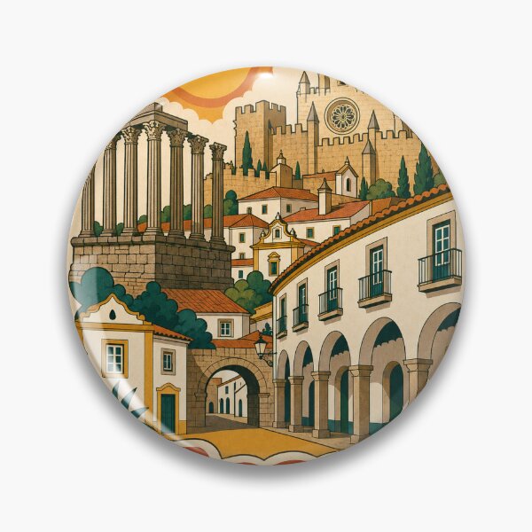 Item preview, Evora Portugal Travel Souvenir - Retro Illustration designed and sold by VisualArtsOasis.