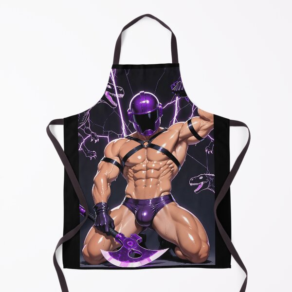 Item preview, Cyberpunk Warrior with Neon Axe – Purple Sci-Fi Muscle Illustration designed and sold by ZhivanCrimson.