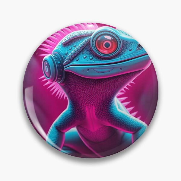 Item preview, A very cute lizard illustration in a futuristic sci-fi style, surreal infrared tones, infrared spectrum, otherworldly appearance, advanced technology, space elements designed and sold by Vintage Designs +.