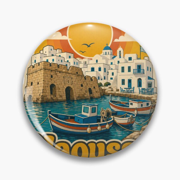 Item preview, Naoussa Greece Travel Souvenir - Retro Illustration designed and sold by VisualArtsOasis.