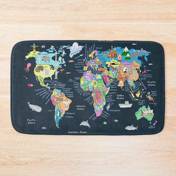 Item preview, World Map with Fun Illustrations by Carla Daly designed and sold by Carla Daly.