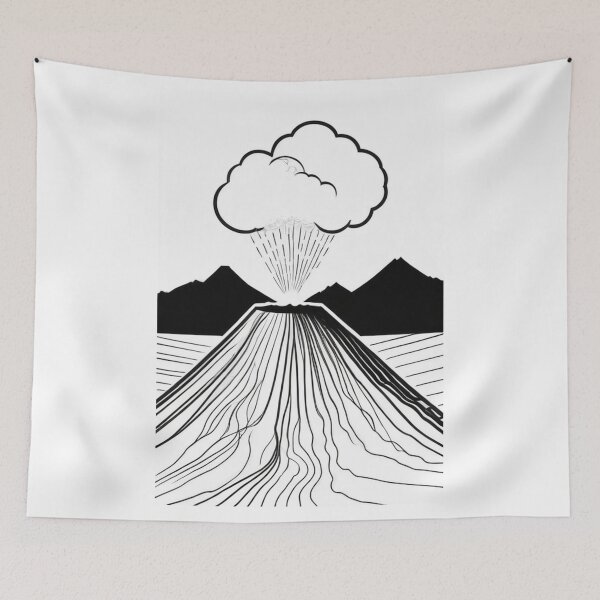 Item preview, Art - Volcano, Woodcut Aesthetic of the 1960s designed and sold by Reverso-Design.