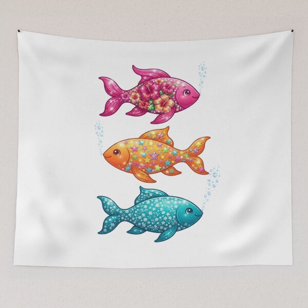 Item preview, Floral and Sparkling Fantasy Fish Collection designed and sold by VibranPalette.