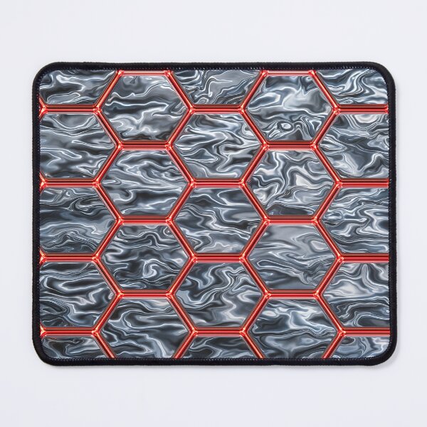 Item preview, Futuristic Sci-Fi Hexagon Pattern with Liquid Metal and Red Neon Glow designed and sold by Aimaniia666.