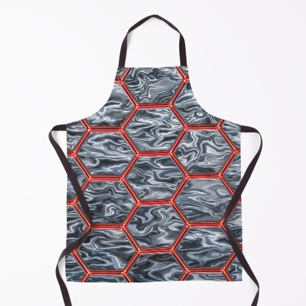 Item preview, Futuristic Sci-Fi Hexagon Pattern with Liquid Metal and Red Neon Glow designed and sold by Aimaniia666.