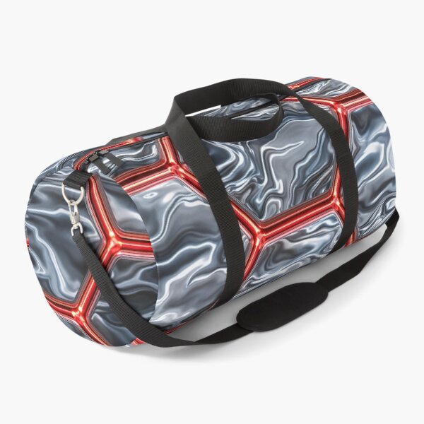 Item preview, Futuristic Sci-Fi Hexagon Pattern with Liquid Metal and Red Neon Glow designed and sold by Aimaniia666.