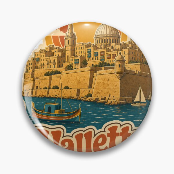 Item preview, Valletta Malta Travel Souvenir - Retro Illustration designed and sold by VisualArtsOasis.