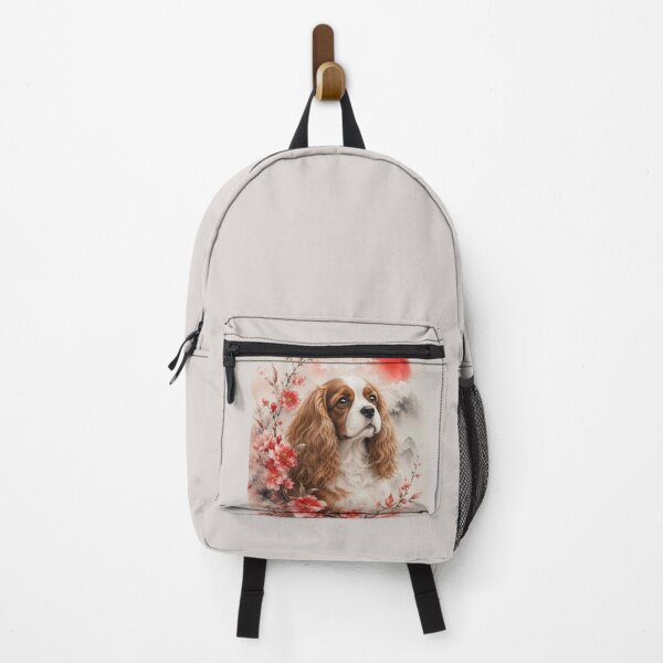 Item preview, Cavalier King Charles Spaniel with Cherry Blossoms | Watercolor Floral Dog Portrait designed and sold by ManJiangHong.