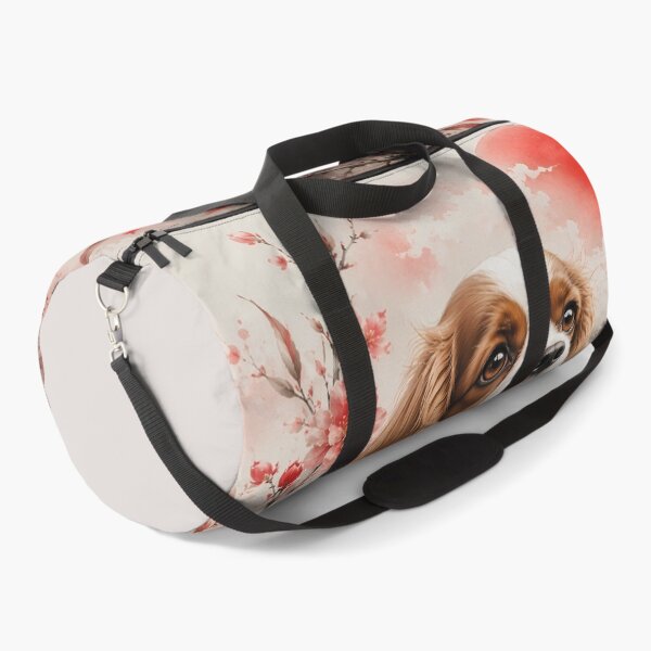 Item preview, Cavalier King Charles Spaniel with Cherry Blossoms | Watercolor Floral Dog Portrait designed and sold by ManJiangHong.