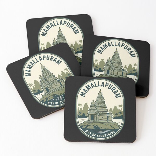 Item preview, Mamallapuram Shore Temple Vintage Travel Emblem designed and sold by k3rstman1.