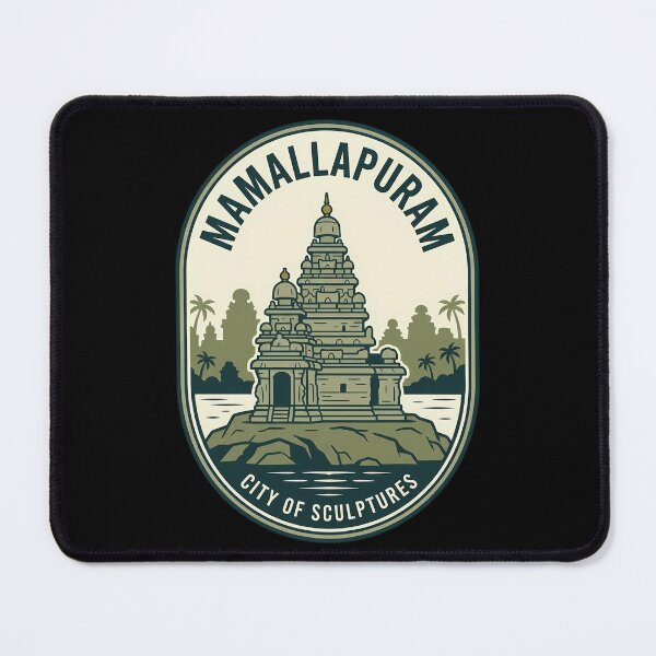 Item preview, Mamallapuram Shore Temple Vintage Travel Emblem designed and sold by k3rstman1.