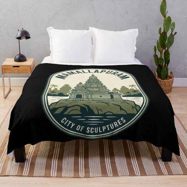 Item preview, Mamallapuram Shore Temple Vintage Travel Emblem designed and sold by k3rstman1.