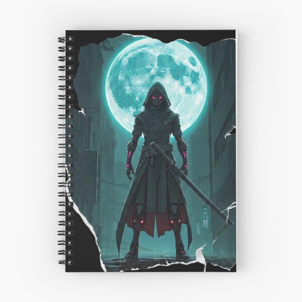 Item preview, Another of Neon Cyborg Samurai Ronin Holographic Moon Cyberpunk Art Blue Moon designed and sold by The Fine Print by BassAddict.