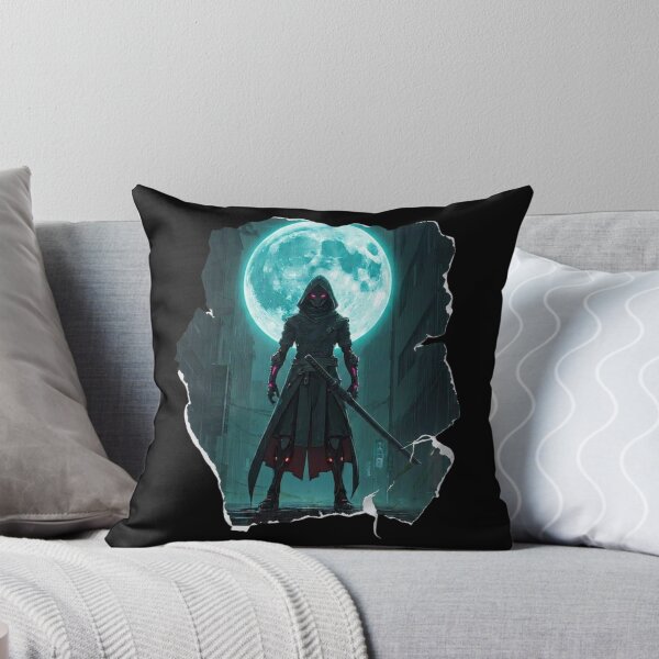 Item preview, Another of Neon Cyborg Samurai Ronin Holographic Moon Cyberpunk Art Blue Moon designed and sold by The Fine Print by BassAddict.