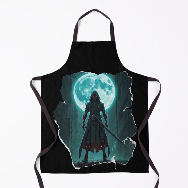 Item preview, Another of Neon Cyborg Samurai Ronin Holographic Moon Cyberpunk Art Blue Moon designed and sold by The Fine Print by BassAddict.