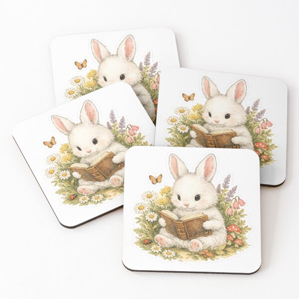 Item preview, Cottagecore Bunny Reading Vintage Book Sticker designed and sold by Alpha-mike13.