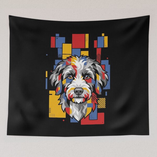 Item preview, Funny Aussiedoodle Colorful Blocks Geometric Art Mom Dad Kids designed and sold by FurryHavenPH.