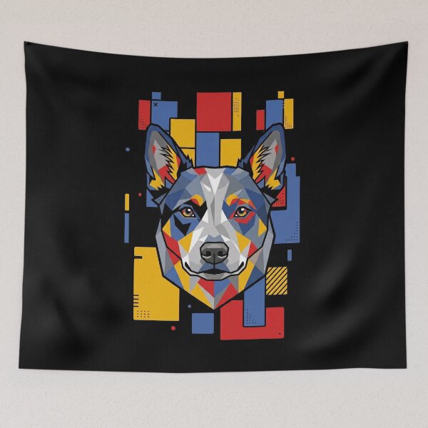 Item preview, Funny Australian Cattle Colorful Blocks Geometric Art Mom Dad Kids designed and sold by FurryHavenPH.