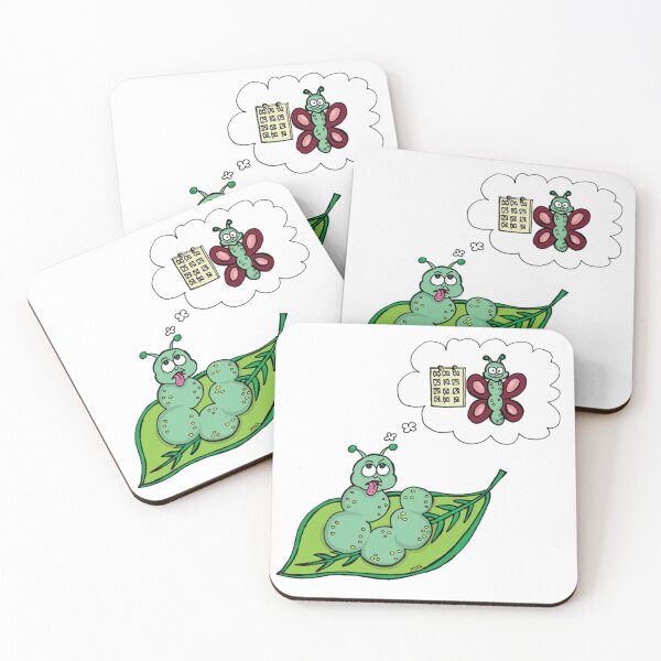 Item preview, Funny Tired Caterpillar Cartoon | Relatable Goal Tracking Butterfly Sticker designed and sold by MyxaART.