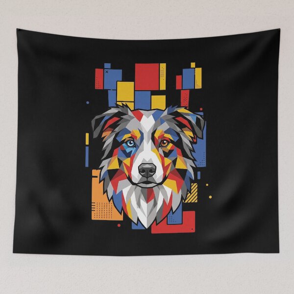Item preview, Funny Australian Shepherd Colorful Blocks Geometric Art Mom Dad Kids designed and sold by FurryHavenPH.