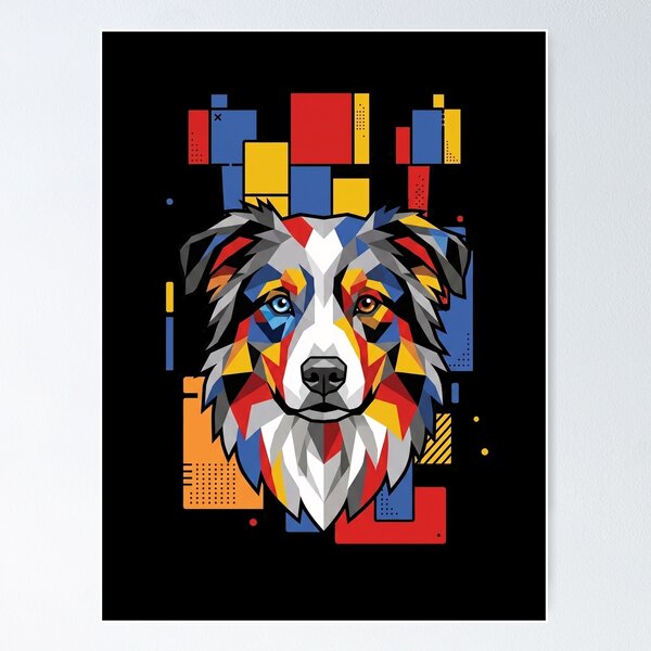 Item preview, Funny Australian Shepherd Colorful Blocks Geometric Art Mom Dad Kids designed and sold by FurryHavenPH.