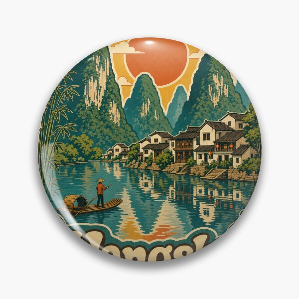 Item preview, Yangshuo China Travel Souvenir - Retro Illustration designed and sold by VisualArtsOasis.