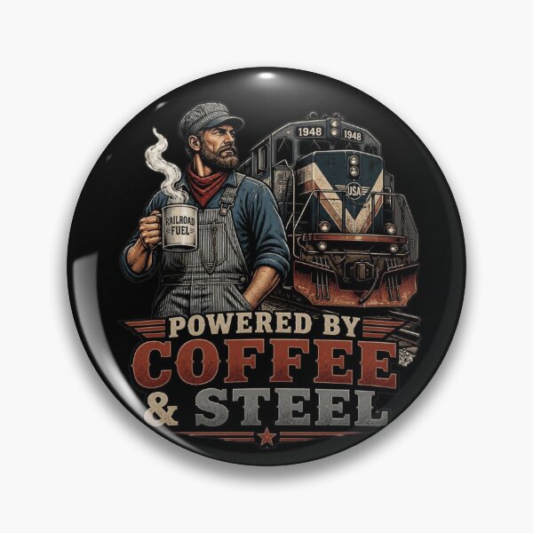 Item preview, Railroad Gift Powered By Coffee & Steel Train Conductor Vintage Design designed and sold by thoughtswear.