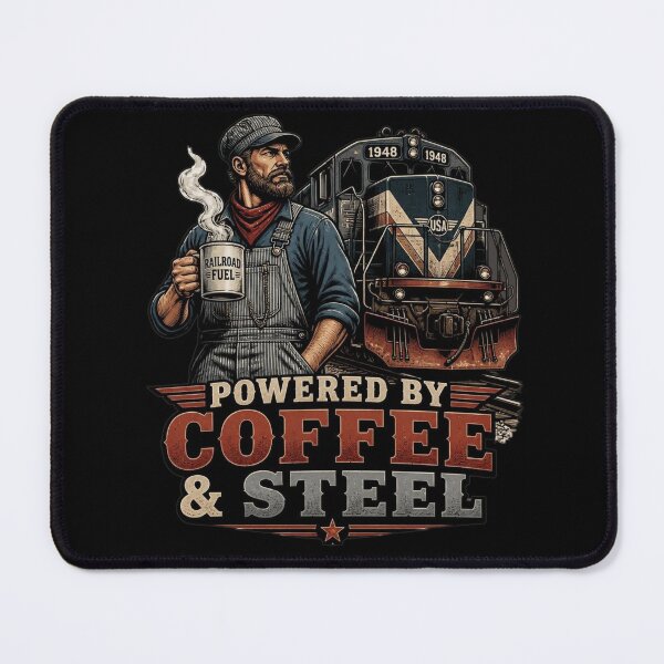Item preview, Railroad Gift Powered By Coffee & Steel Train Conductor Vintage Design designed and sold by thoughtswear.