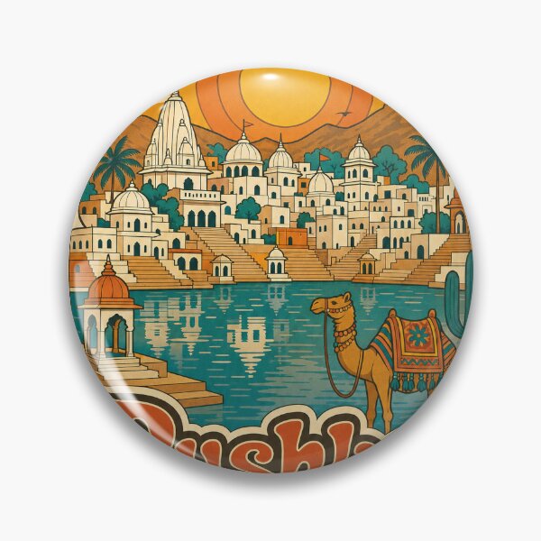 Item preview, Pushkar India Travel Souvenir - Retro Illustration designed and sold by VisualArtsOasis.