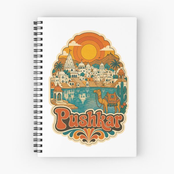 Item preview, Pushkar India Travel Souvenir - Retro Illustration designed and sold by VisualArtsOasis.