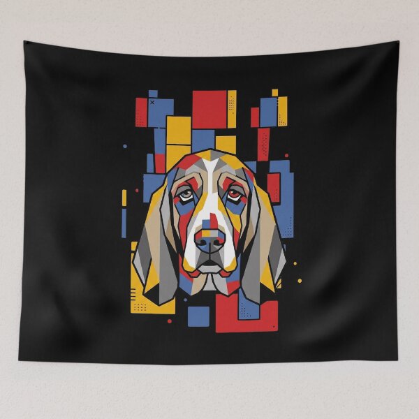 Item preview, Funny Basset Hound Colorful Blocks Geometric Art Mom Dad Kids designed and sold by FurryHavenPH.