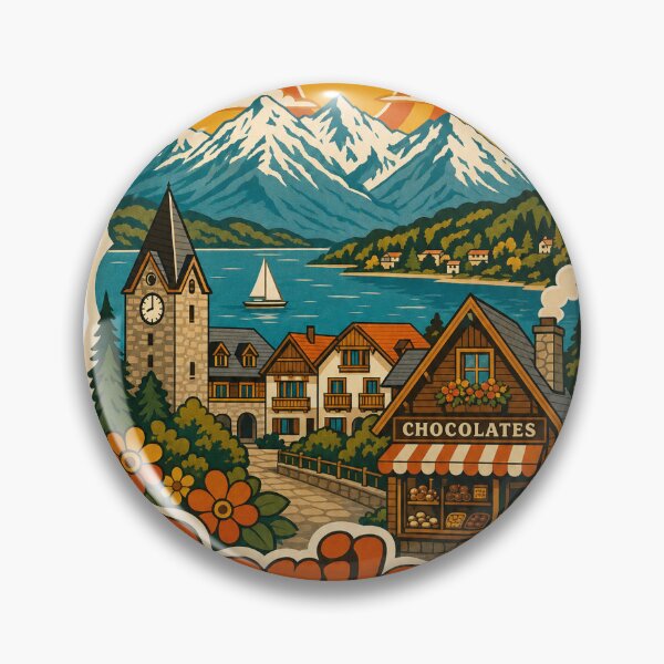 Item preview, Bariloche Argentina Travel Souvenir - Retro Illustration designed and sold by VisualArtsOasis.