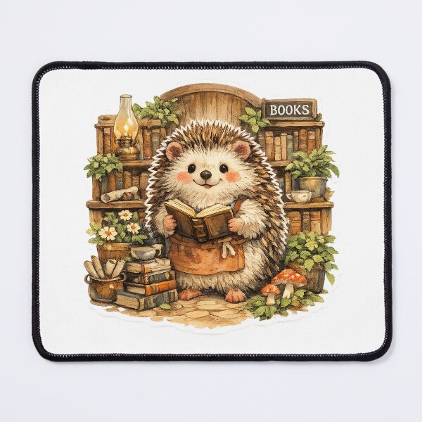 Item preview, Woodland Hedgehog Bookshop Cottagecore Sticker designed and sold by Alpha-mike13.