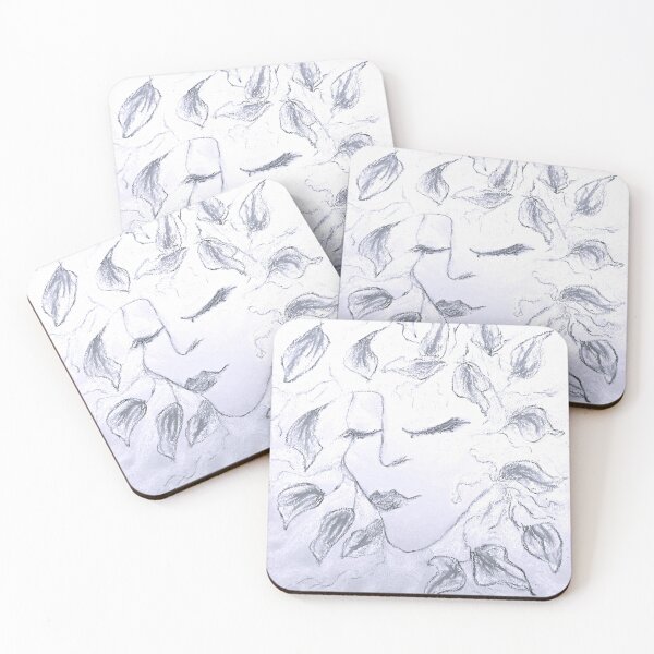 Item preview, Black and White Drawing Face Nature Leaves designed and sold by JHadfieldArt.