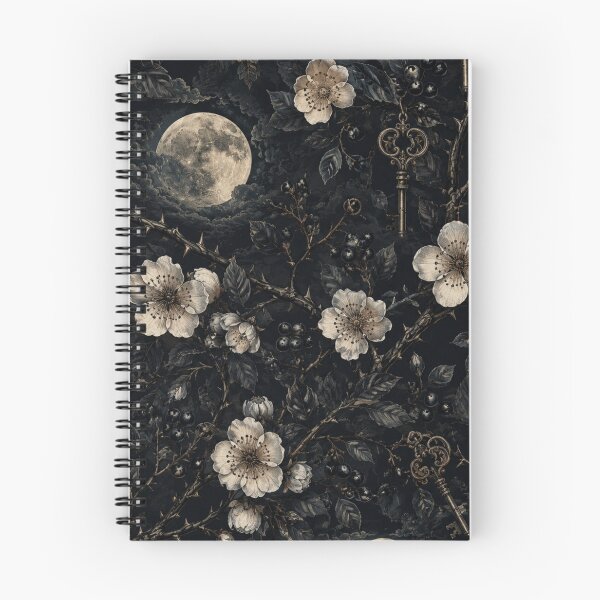 Item preview, Blackthorn & Moonlight – Gothic Antique Floral Pattern designed and sold by NocturnBotany.
