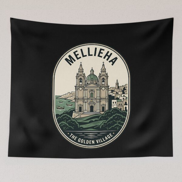 Item preview, Mellieha Malta The Golden Village Vintage Travel Emblem designed and sold by k3rstman1.