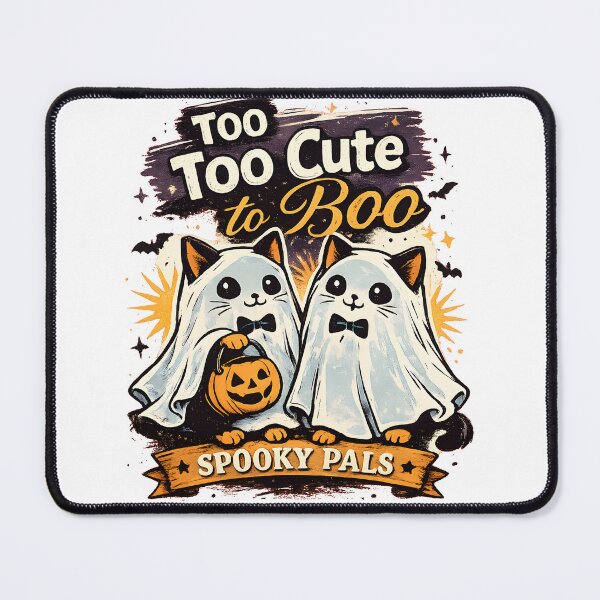 Item preview, Too Cute to Boo Ghost Cats Halloween Aesthetic Art designed and sold by DrawHandArt.