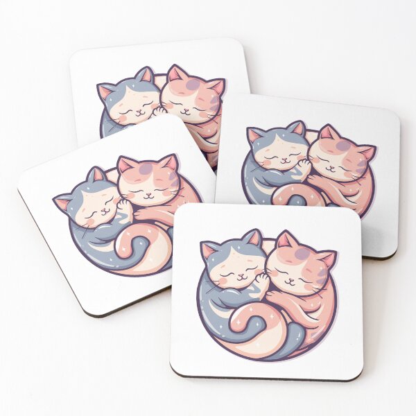 Item preview, Cute Kawaii Sleeping Cats Yin-Yang Sticker designed and sold by VectorForge.