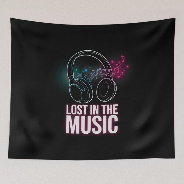 Item preview, Lost In The Music – Headphones City Night Music Design designed and sold by Midnight Veil Designs.