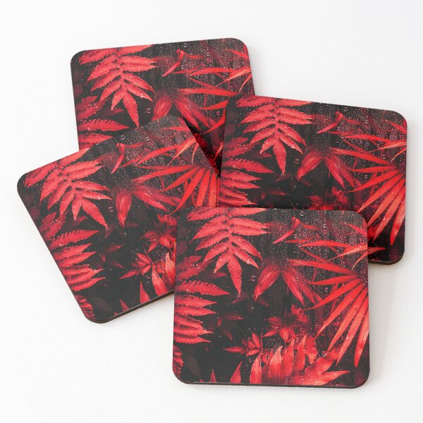 Item preview, Vibrant Red Leaves with Raindrops on a Dark Background designed and sold by Exodoi.