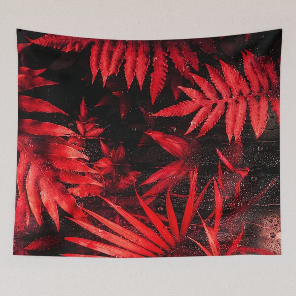 Item preview, Vibrant Red Leaves with Raindrops on a Dark Background designed and sold by Exodoi.