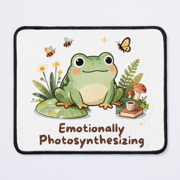 Item preview, Emotionally Photosynthesizing | Cute Frog Cottagecore Sticker designed and sold by Cozy Chaos Studio Co.