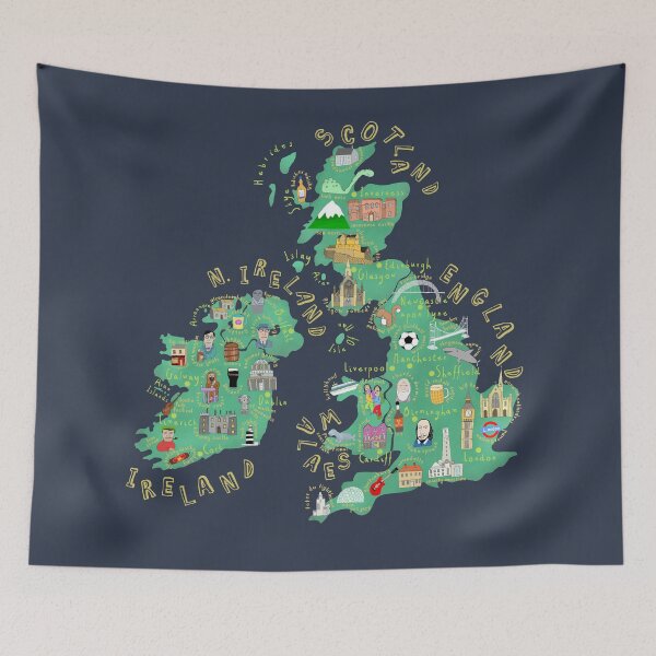 Item preview, Illustrated Map of Great Britain and Ireland by Artist Carla Daly designed and sold by Carla Daly.