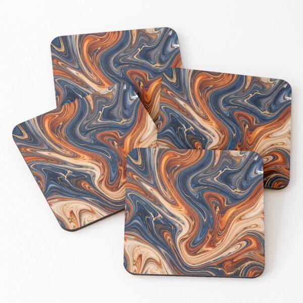 Item preview, Liquid Abstract in Burnt Orange and Navy — Bold Fluid Art designed and sold by SeamPix.