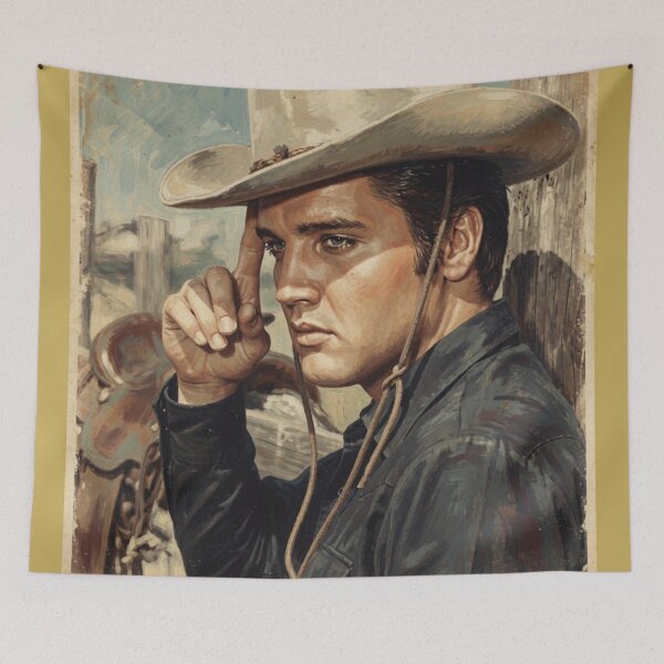 Item preview, Elvis Presley Vintage Cowboy Western Style Oil Painting designed and sold by ElvisVintagePosters.
